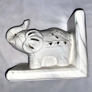 Elephant marble Book end